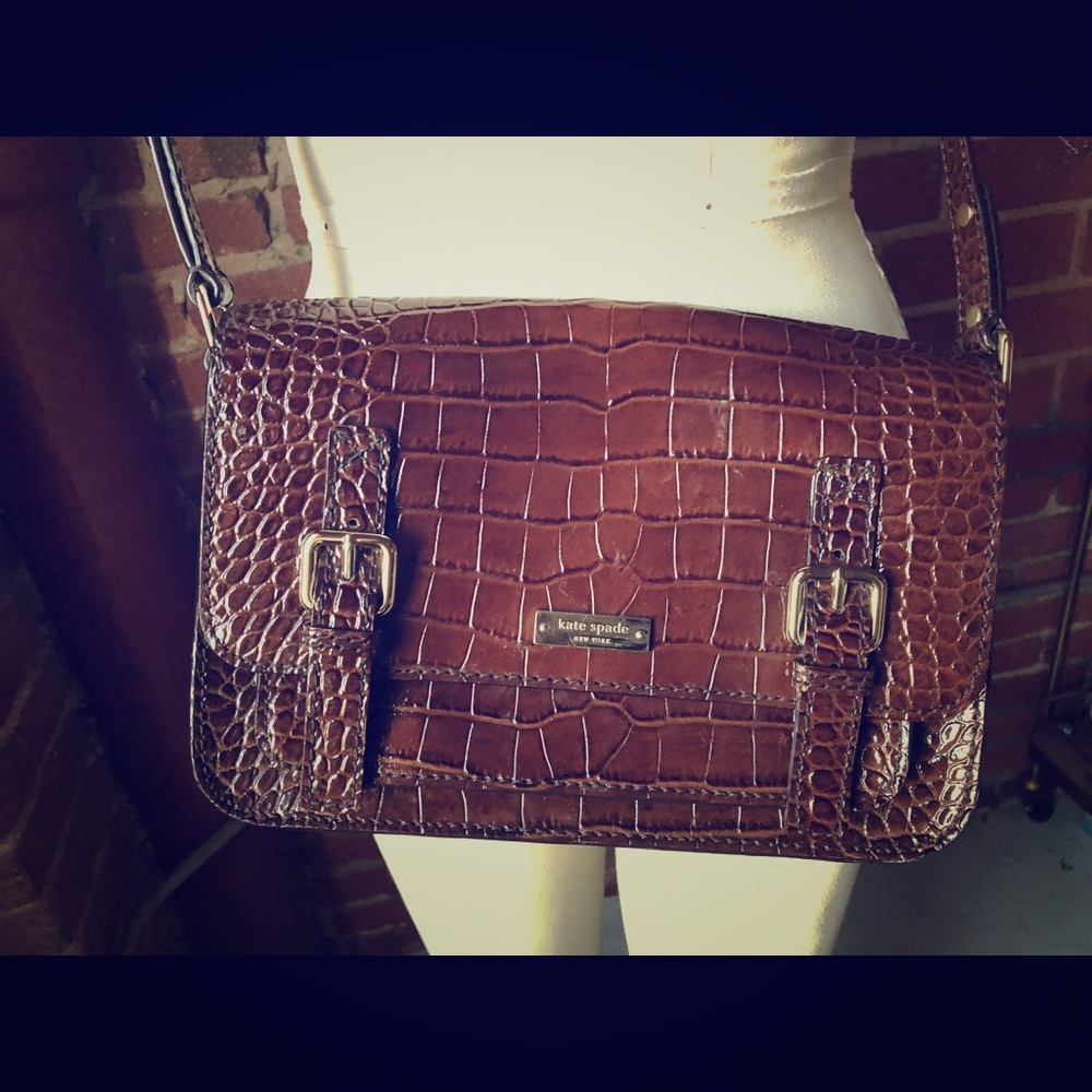 Kate Spade- brown textured patent leather bag